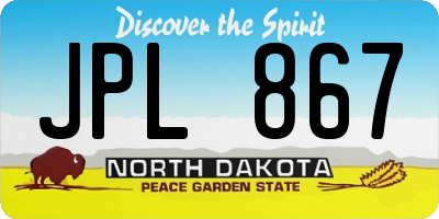 ND license plate JPL867
