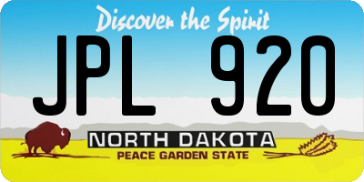 ND license plate JPL920