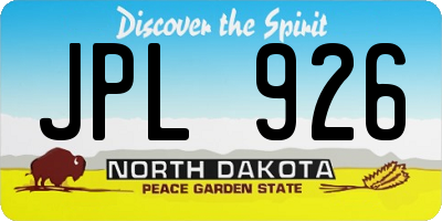 ND license plate JPL926