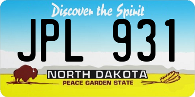 ND license plate JPL931