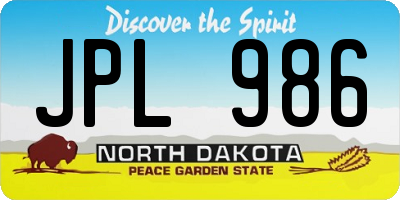 ND license plate JPL986