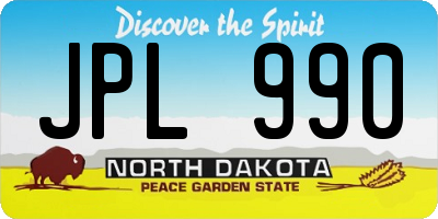 ND license plate JPL990