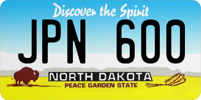 ND license plate JPN600
