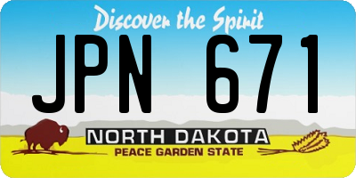 ND license plate JPN671