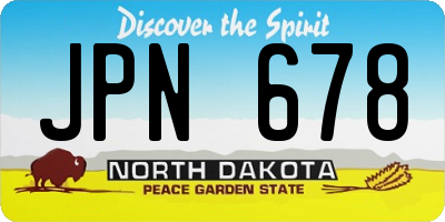 ND license plate JPN678