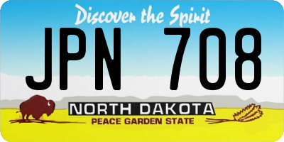 ND license plate JPN708