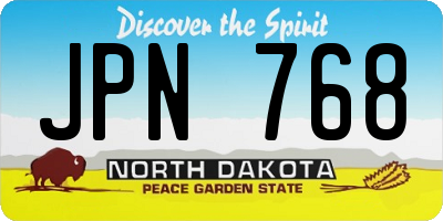 ND license plate JPN768