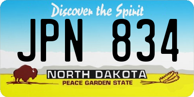 ND license plate JPN834