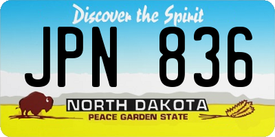 ND license plate JPN836