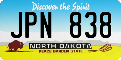 ND license plate JPN838