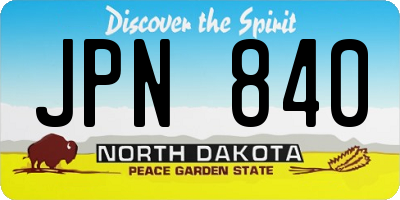 ND license plate JPN840