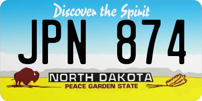 ND license plate JPN874