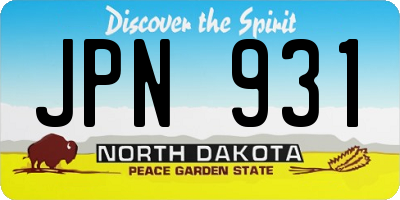 ND license plate JPN931