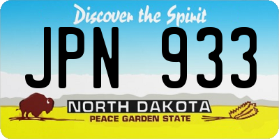 ND license plate JPN933