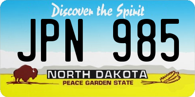 ND license plate JPN985