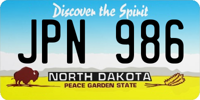 ND license plate JPN986
