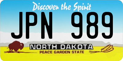ND license plate JPN989