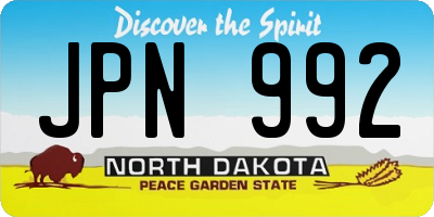 ND license plate JPN992