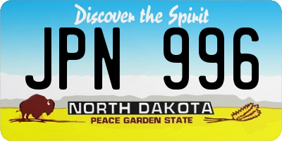 ND license plate JPN996