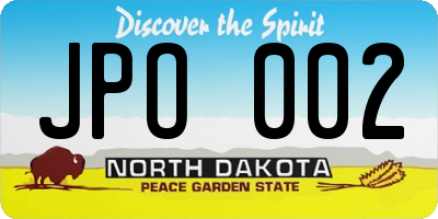 ND license plate JPO002