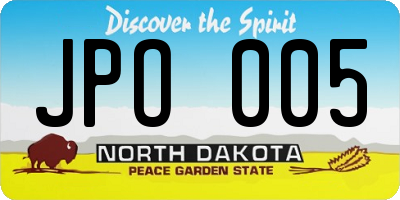 ND license plate JPO005