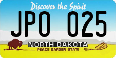 ND license plate JPO025