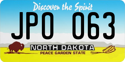 ND license plate JPO063