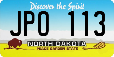 ND license plate JPO113