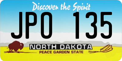 ND license plate JPO135