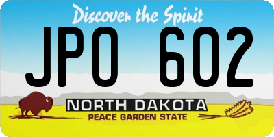 ND license plate JPO602