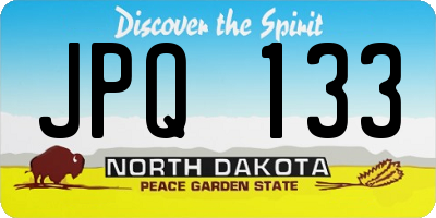 ND license plate JPQ133