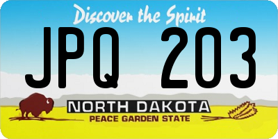 ND license plate JPQ203