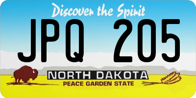 ND license plate JPQ205