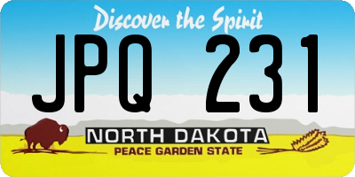 ND license plate JPQ231