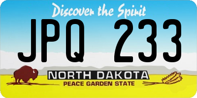 ND license plate JPQ233