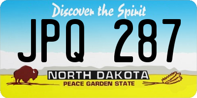 ND license plate JPQ287