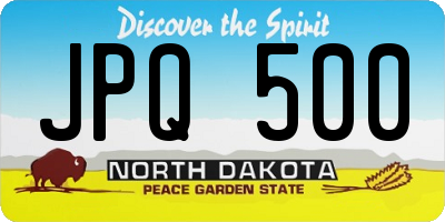 ND license plate JPQ500