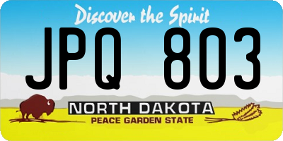 ND license plate JPQ803