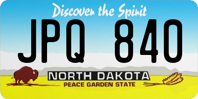 ND license plate JPQ840