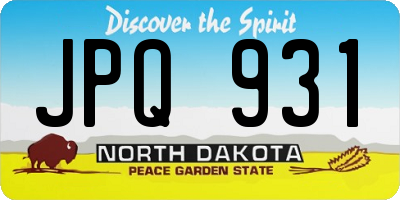 ND license plate JPQ931