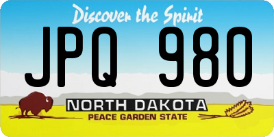 ND license plate JPQ980