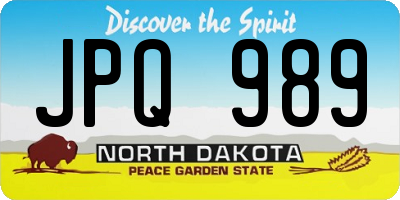ND license plate JPQ989