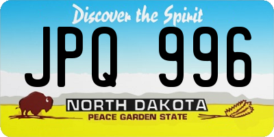 ND license plate JPQ996
