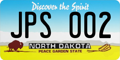 ND license plate JPS002