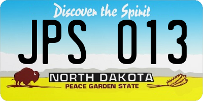 ND license plate JPS013