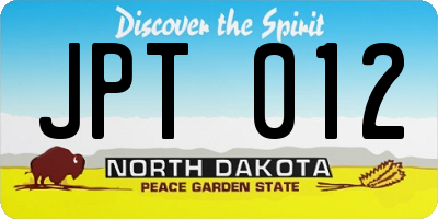 ND license plate JPT012