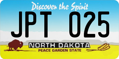 ND license plate JPT025