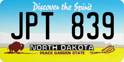 ND license plate JPT839