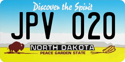 ND license plate JPV020