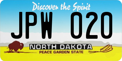 ND license plate JPW020